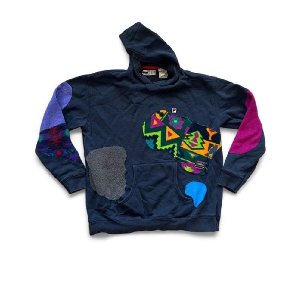 Vintage Fila Hoodie Fleece Polartec‎ Patchwork M
